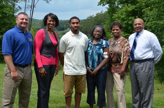 From left, Christopher Parker, Shermale Motley, Stephon Jamison, Kimberly King, Mary Mason and Bishop J.C. Richardson Jr.