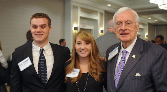 Brandon Wimbish (left), Madison Wells (center) and Gov. Gerald Baliles (right)